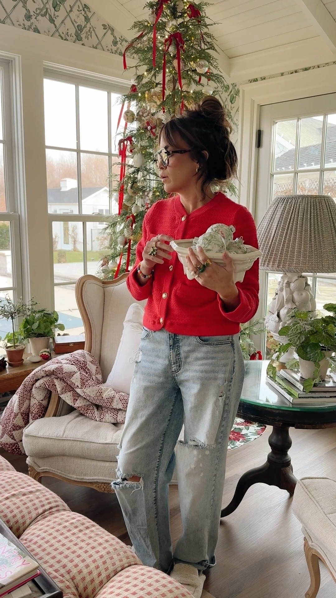 Cozy festive work from home fit of the day. I can’t believe this beautiful sweater is a Walmart find! 

#LTKSeasonal #LTKHoliday #LTKCyberWeek