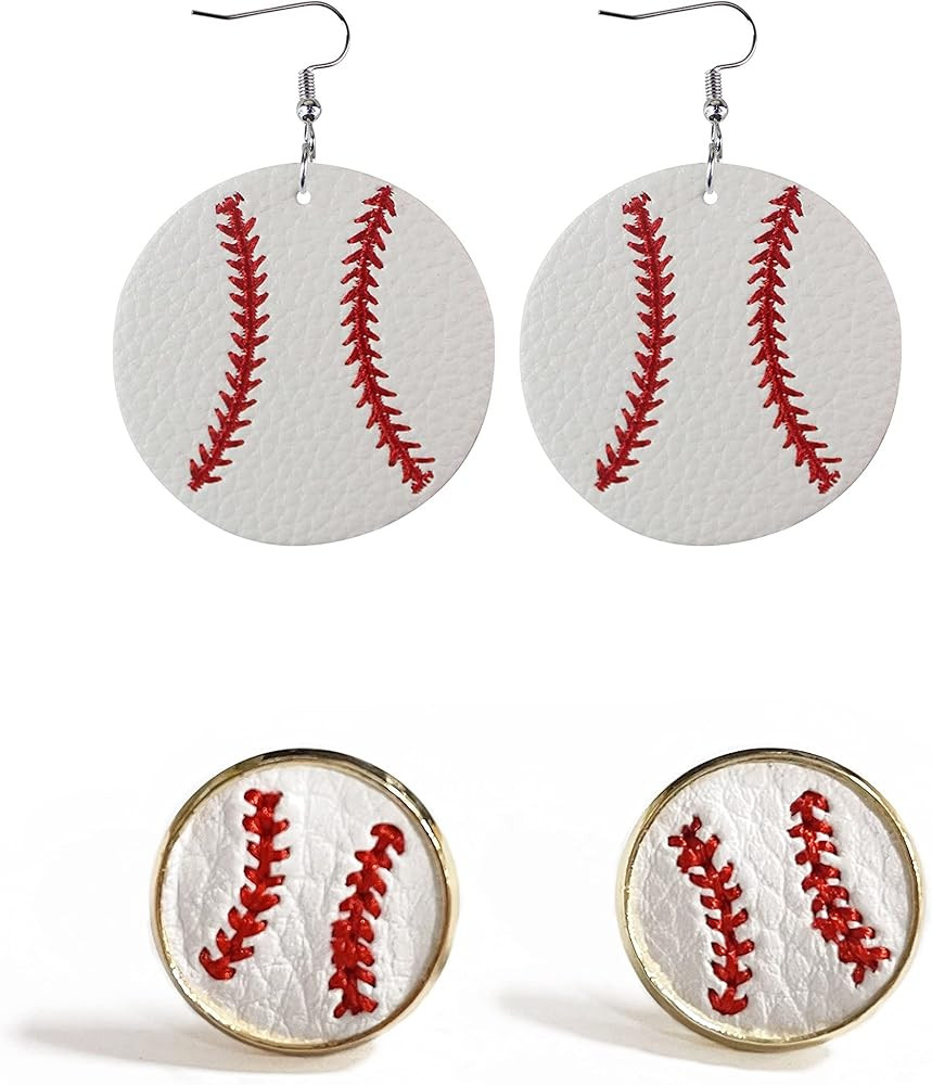 tenghong2021 2 Pairs Baseball Basketball Soccer Earrings Jewelry Baseball Stud Earring Baseball S... | Amazon (US)