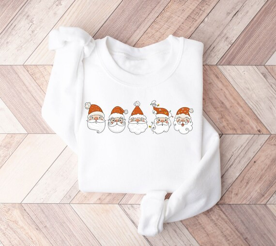 Santa Claus Christmas Sweatshirt, Cute Xmas Crewneck Holiday Shirts For Women,Cute Festive Outfit... | Etsy (US)