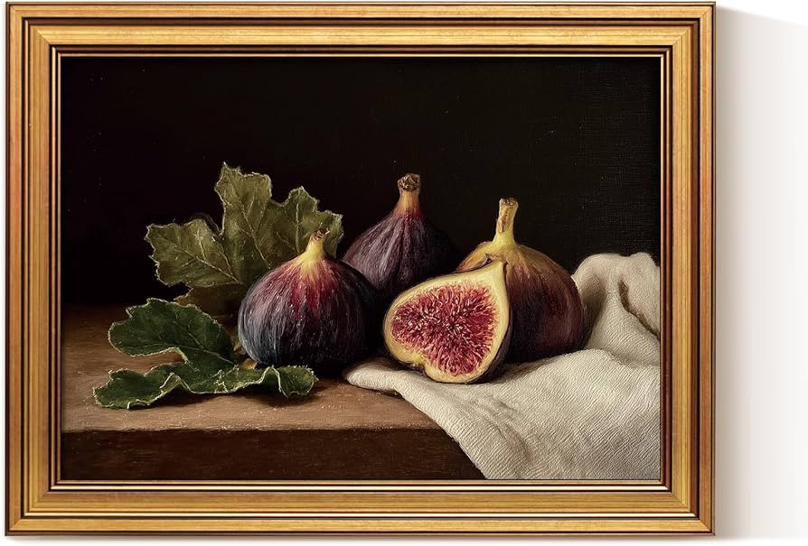 ARPEOTCY Gold Framed Canvas Wall Art, 12x16 Vintage Fig Still Life Painting, Antique Fruit Artwor... | Amazon (US)