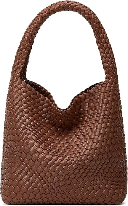 Woven Bags for Women Tote Purse: Vegan Leather Shoulder Handbags - Medium Beach Tote Bags - Handw... | Amazon (US)