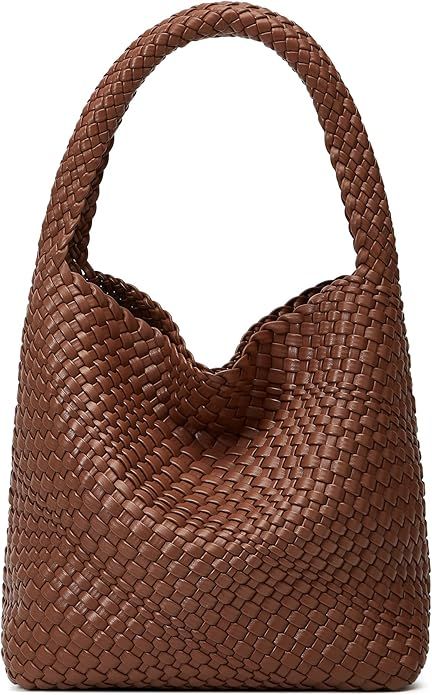 Woven Bags for Women Tote Purse: Vegan Leather Shoulder Handbags - Medium Beach Tote Bags - Handw... | Amazon (US)