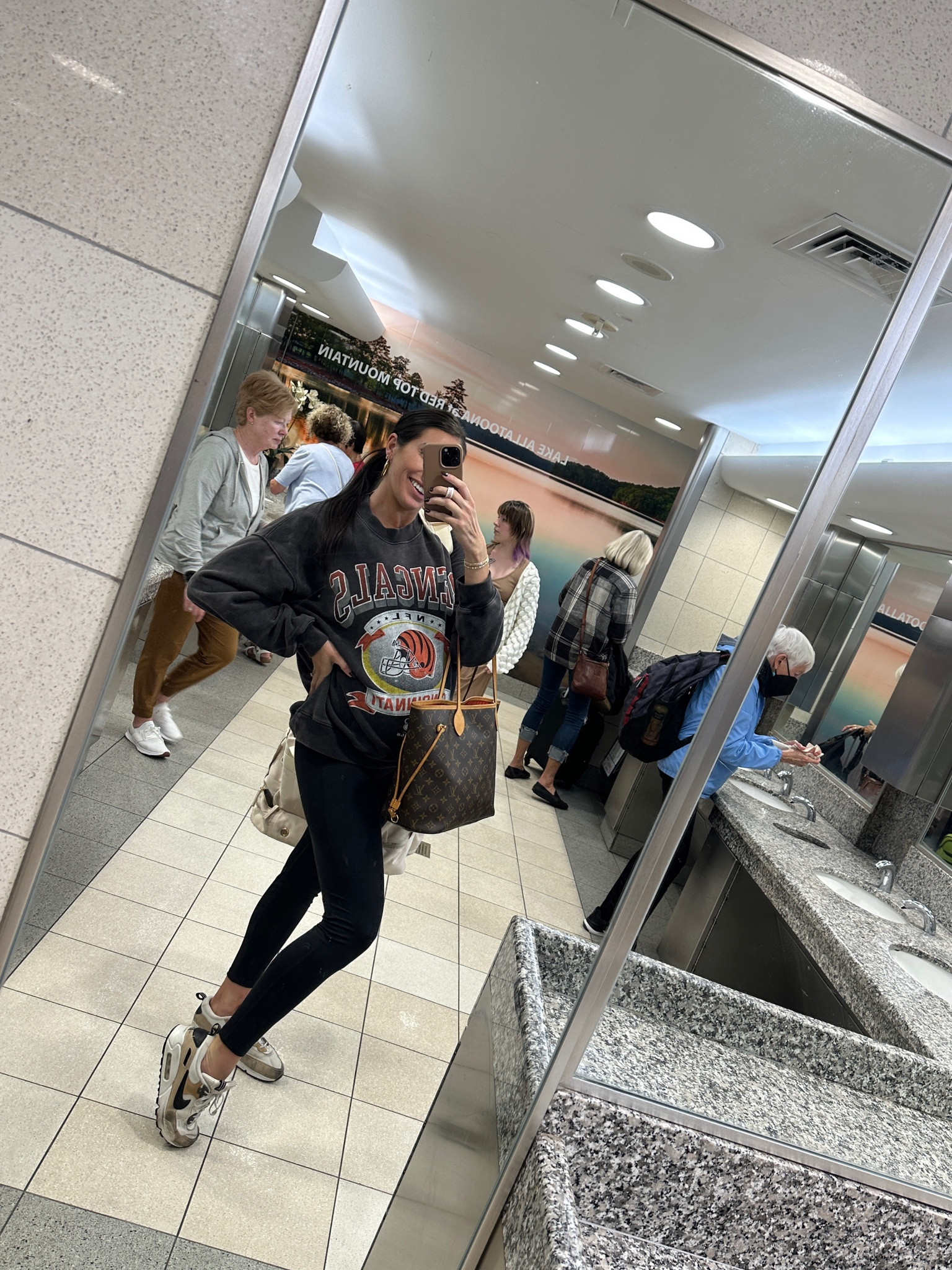 Travel outfit
Obsessed with this sweatshirt 
Target onesie size large underneath
Nike air max futura
Amazon travel bag
Bump style
30 weeks pregnant


#LTKstyletip #LTKtravel #LTKbump