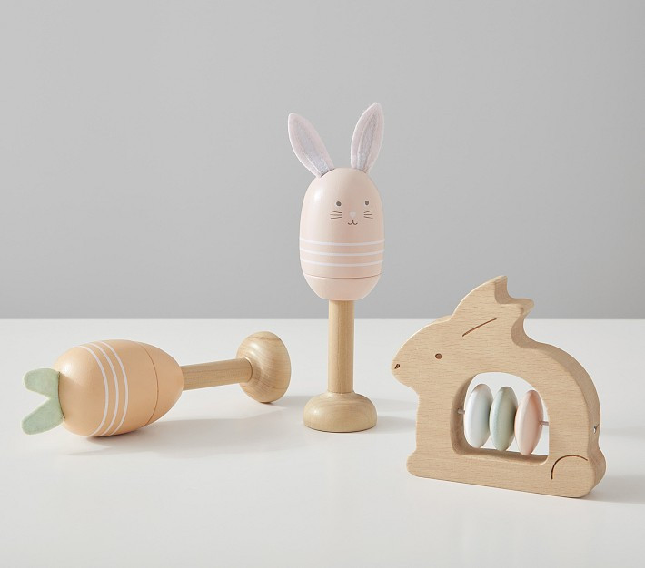 Bunny Maraca &amp; Jingle Wooden Set | Pottery Barn Kids