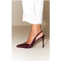 Burgundy Pu Slingback Heeled Court Shoe | PrettyLittleThing UK