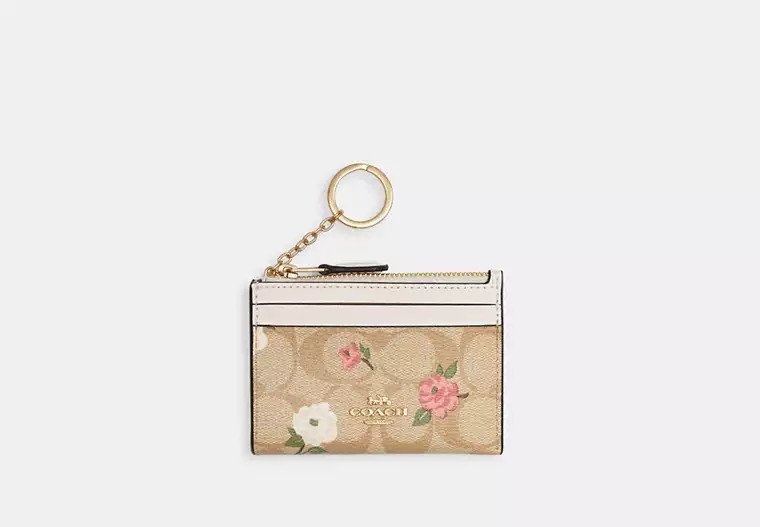 Mini Skinny Id Case In Signature Canvas With Floral Print | Coach Outlet US