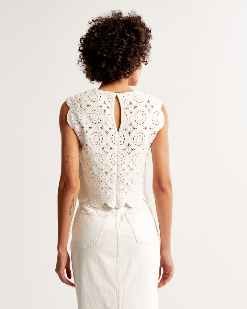 Crochet Mosaic Tile Shell Top | Abercrombie & Fitch (US)