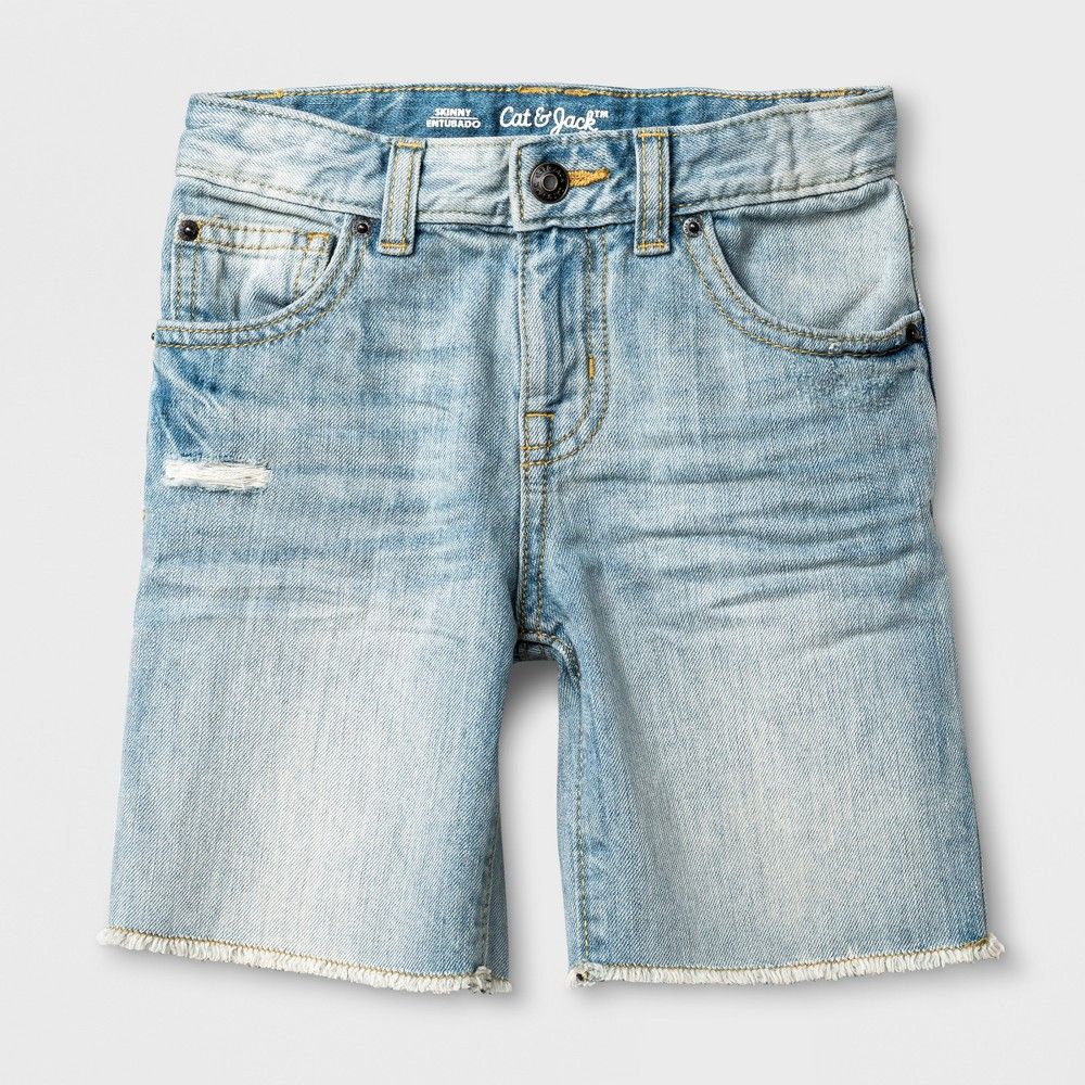 Toddler Boys' Raw Hem Denim Shorts - Cat & Jack Light Wash 3T, Gray | Target