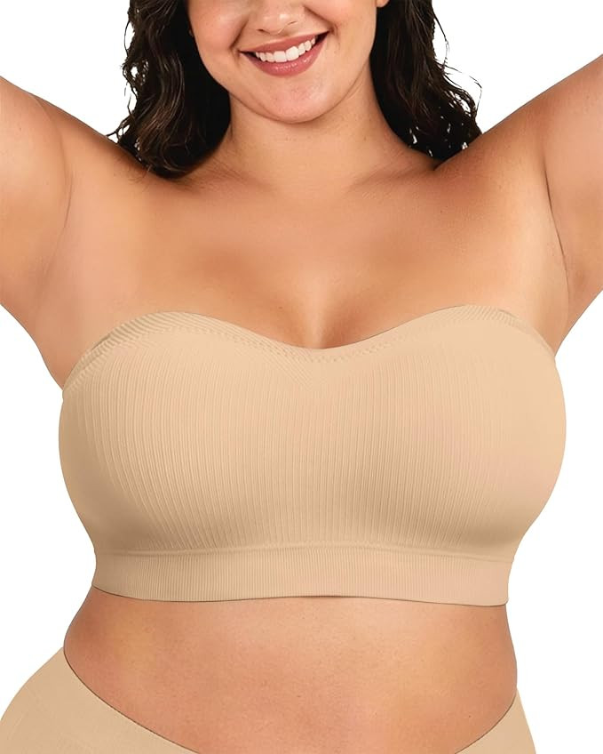 OEAK Supportive Strapless Bras for Women Push Up Wireless Bandeau Bra Non Slip Seamless Bras Comf... | Amazon (US)