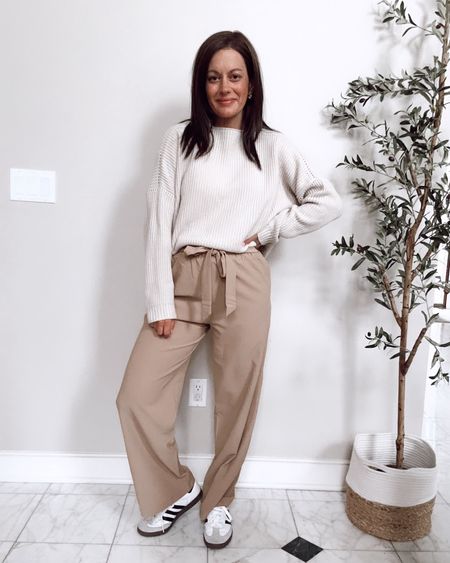 Amazon teacher outfit idea with wide leg pants, sweater and sneakers.  All run true to size.

#LTKfindsunder50 #LTKover40 #LTKworkwear