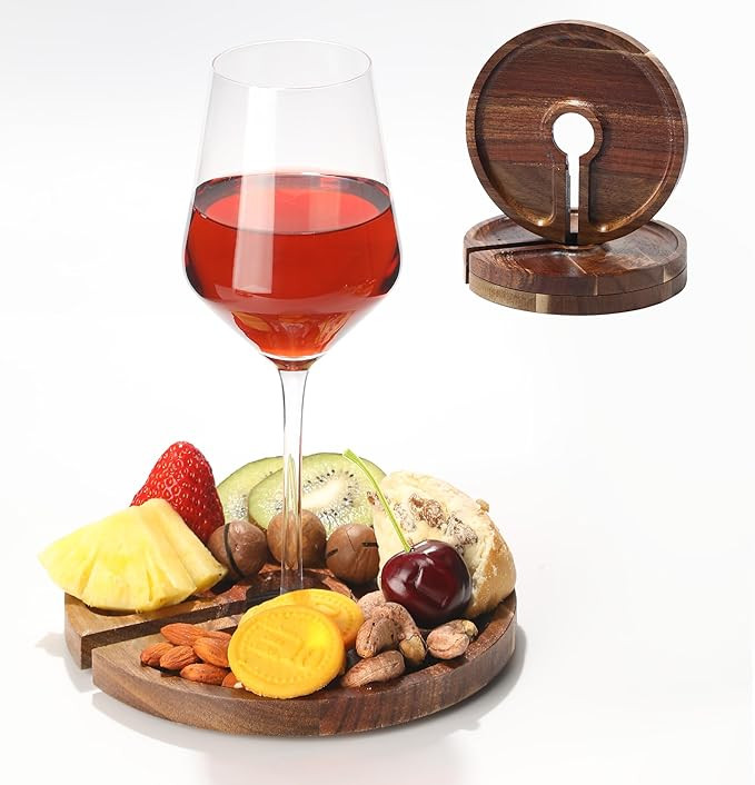 Mini Charcuterie Board with Wine Holder, Wine Glass Charcuterie Topper, Wine Gifts Accessories, C... | Amazon (US)