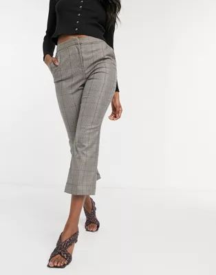 Topshop - Pantalon évasé à carreaux - Marron | ASOS (Global)