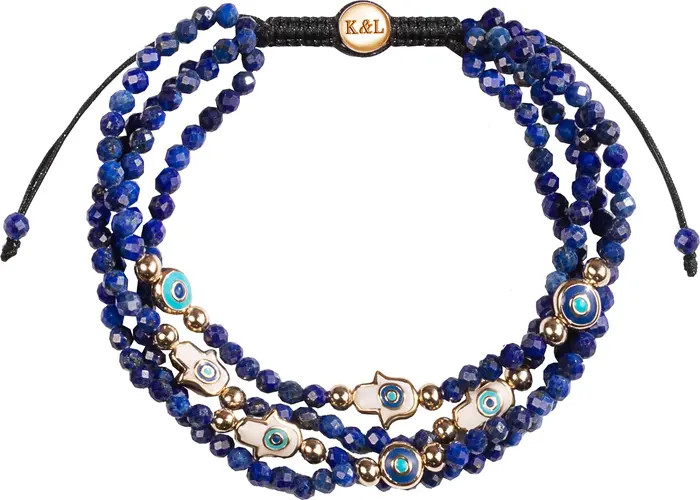 Wise Belief - Lapis Enamel Evil Eye Hamsa Bracelet | Nordstrom