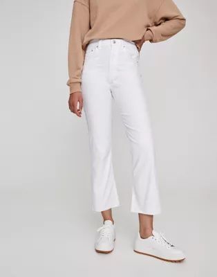 Pull&Bear cropped kick flare jeans in white | ASOS (Global)
