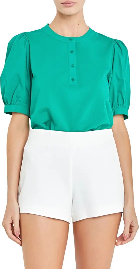 English Factory Mixed Media Puff Sleeve Top | Nordstrom | Nordstrom