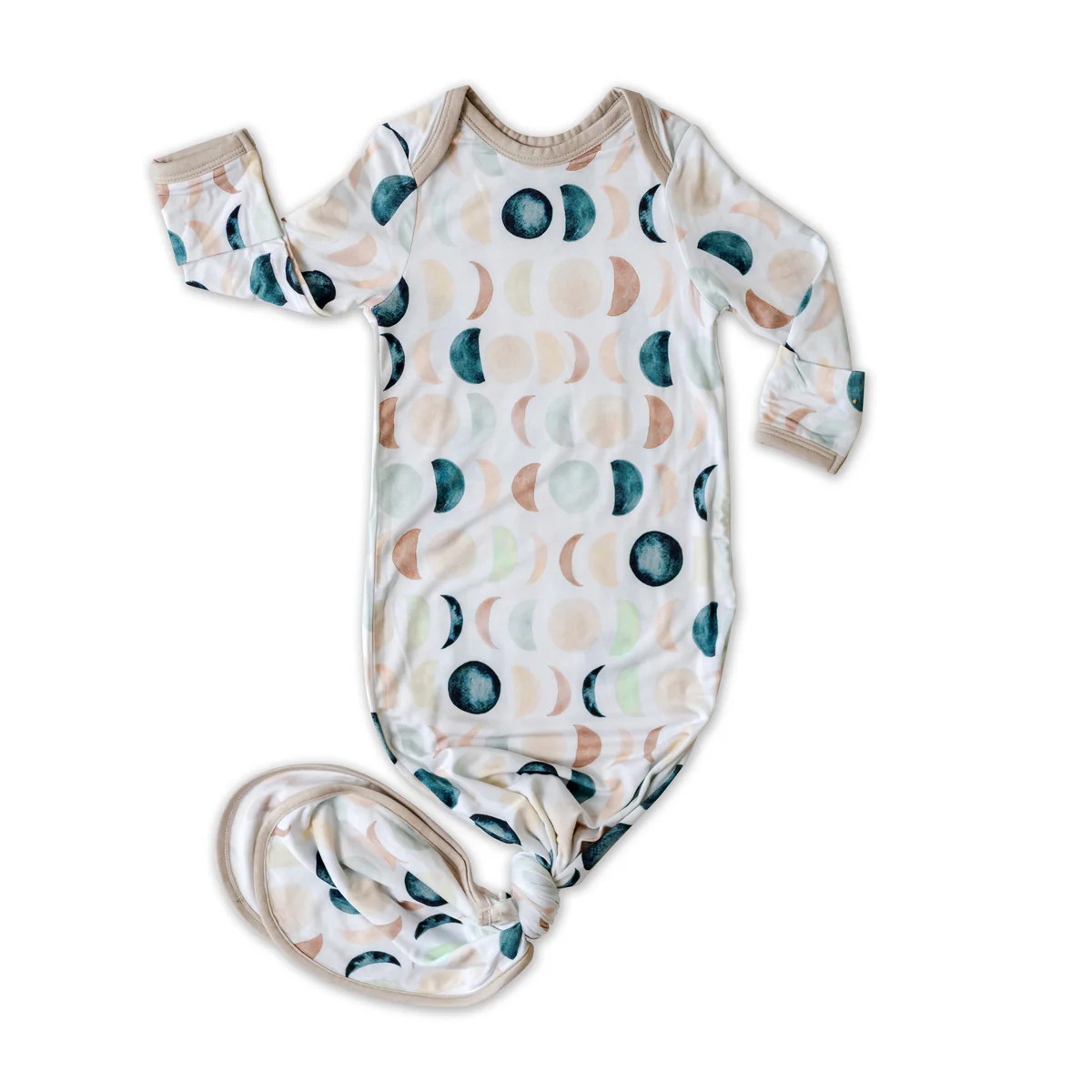 Luna Neutral Bamboo Viscose Infant Knotted Gown | Little Sleepies