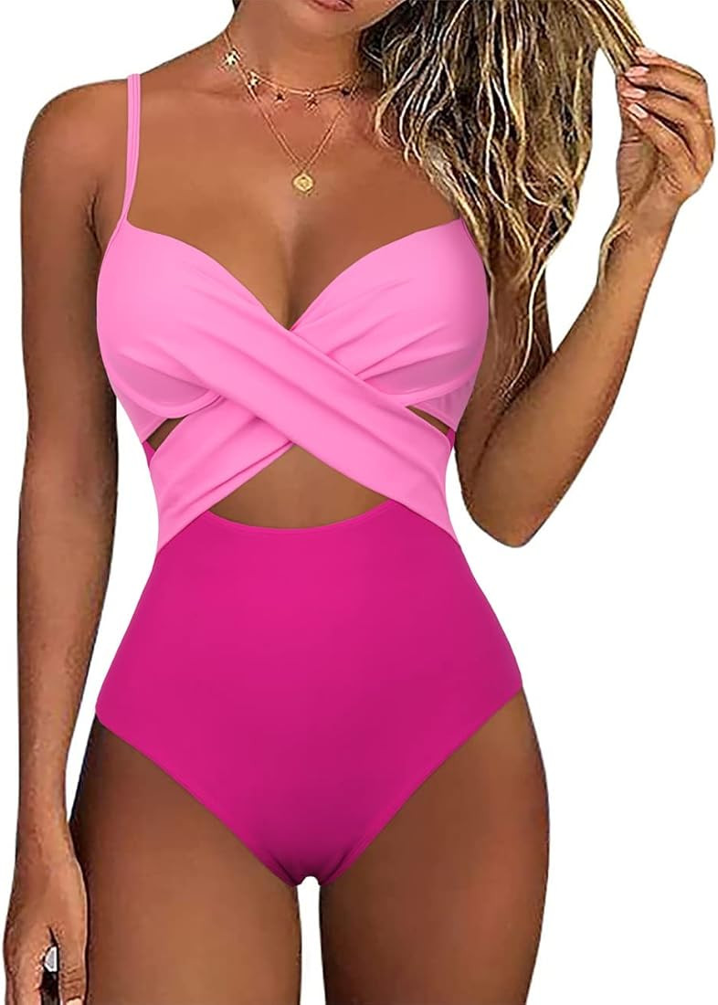 Hilor Women's Sexy One Piece Swimsuits with Underwire Wrap Cutout Bathing Suits Push Up Monokini Swi | Amazon (US)