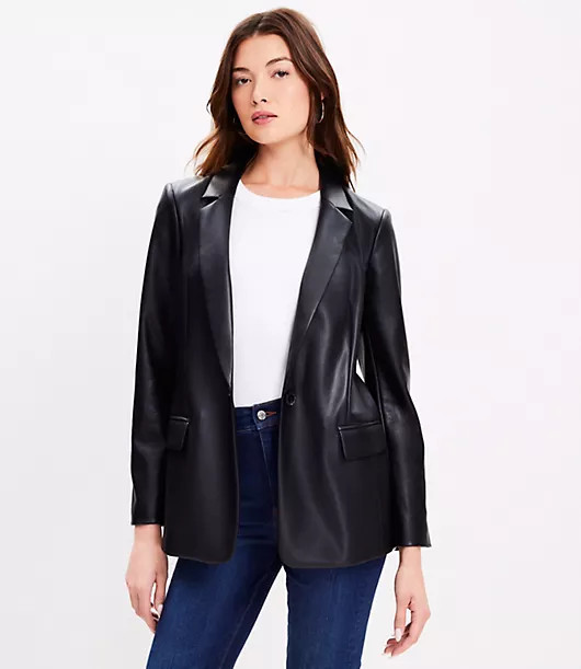 Loft Faux Leather Relaxed Blazer | LOFT