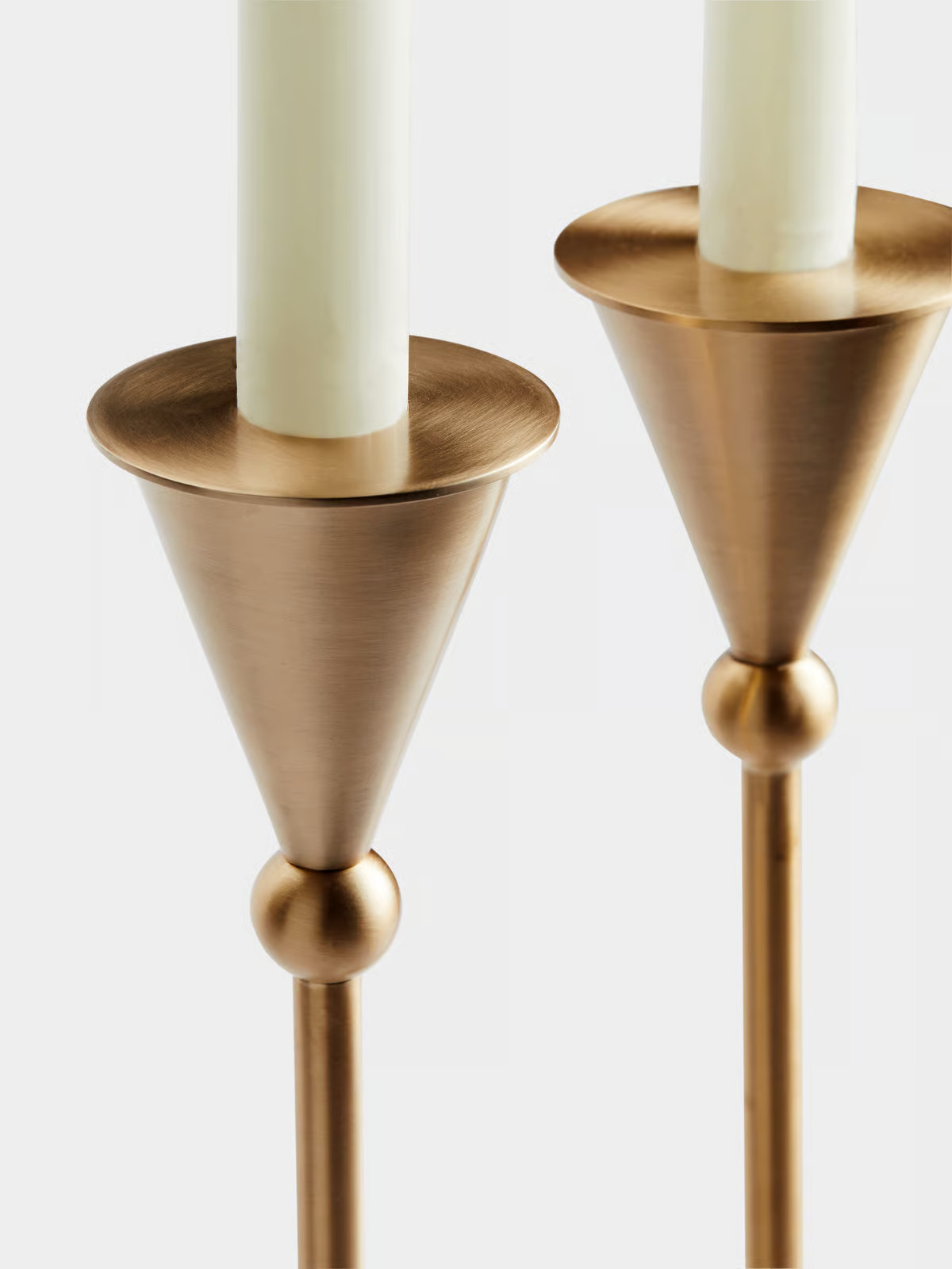 Set of Two Small Bruyere Candleholders, Brushed Brass | Soho Home Ltd