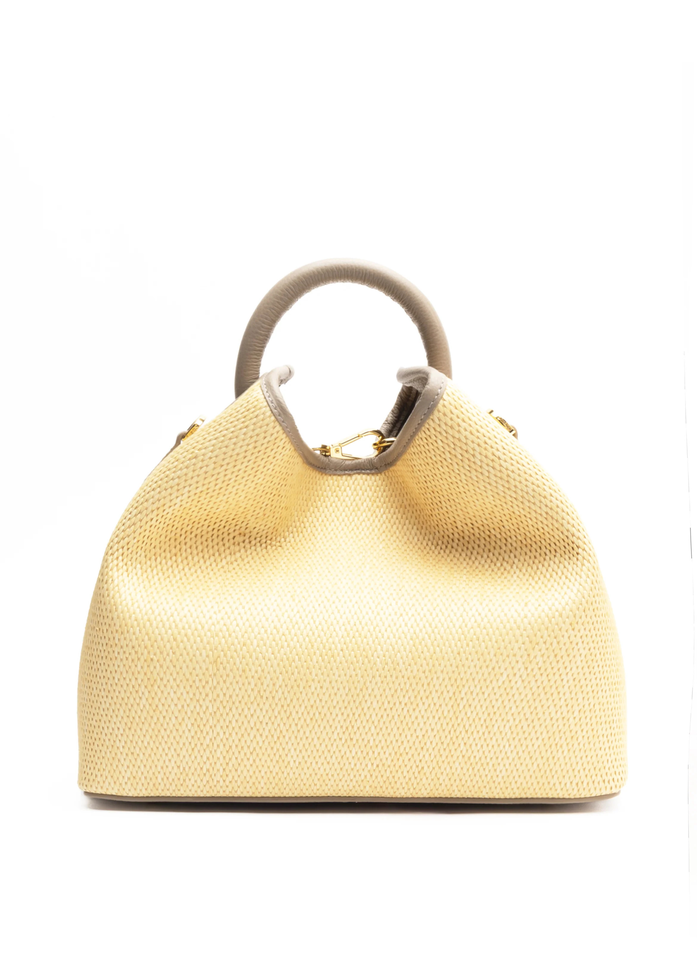 Raisin Raffia Leather Natural Taupe - Luxury Beach Bag - Elleme | Elleme