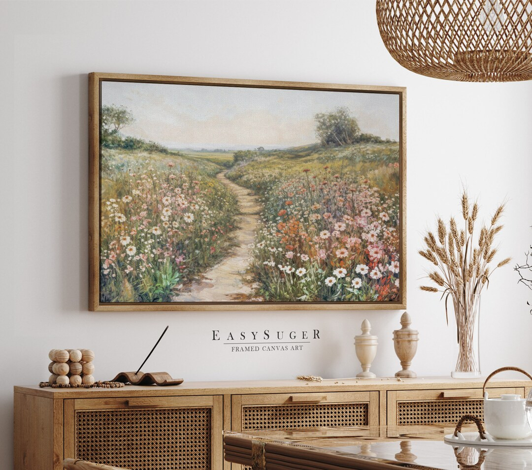 Easysuger Wildflower Field Wall Art Print, Nature Framed Large Gallery Art, Minimalist Art With H... | Etsy (US)
