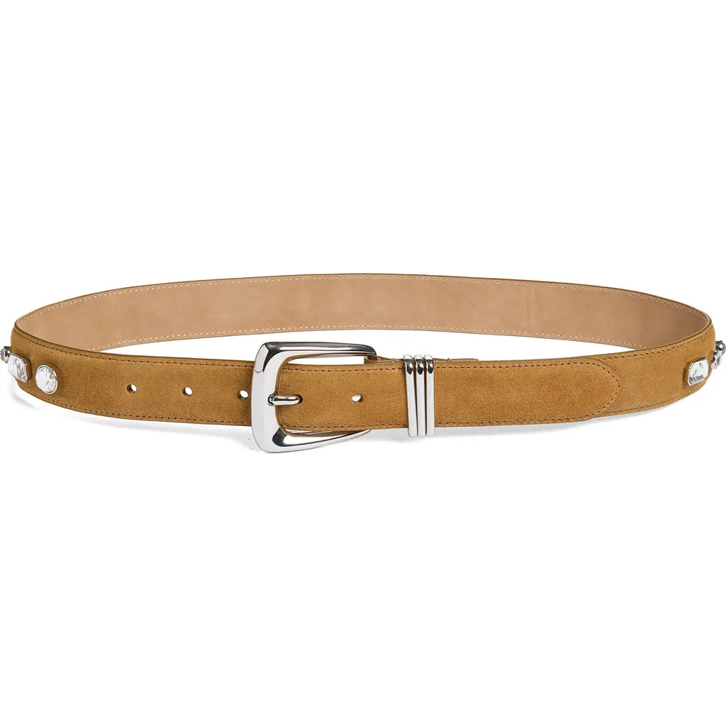 Veronica Beard Crystal Arch Suede Belt in Acorn at Nordstrom, Size X-Small | Nordstrom
