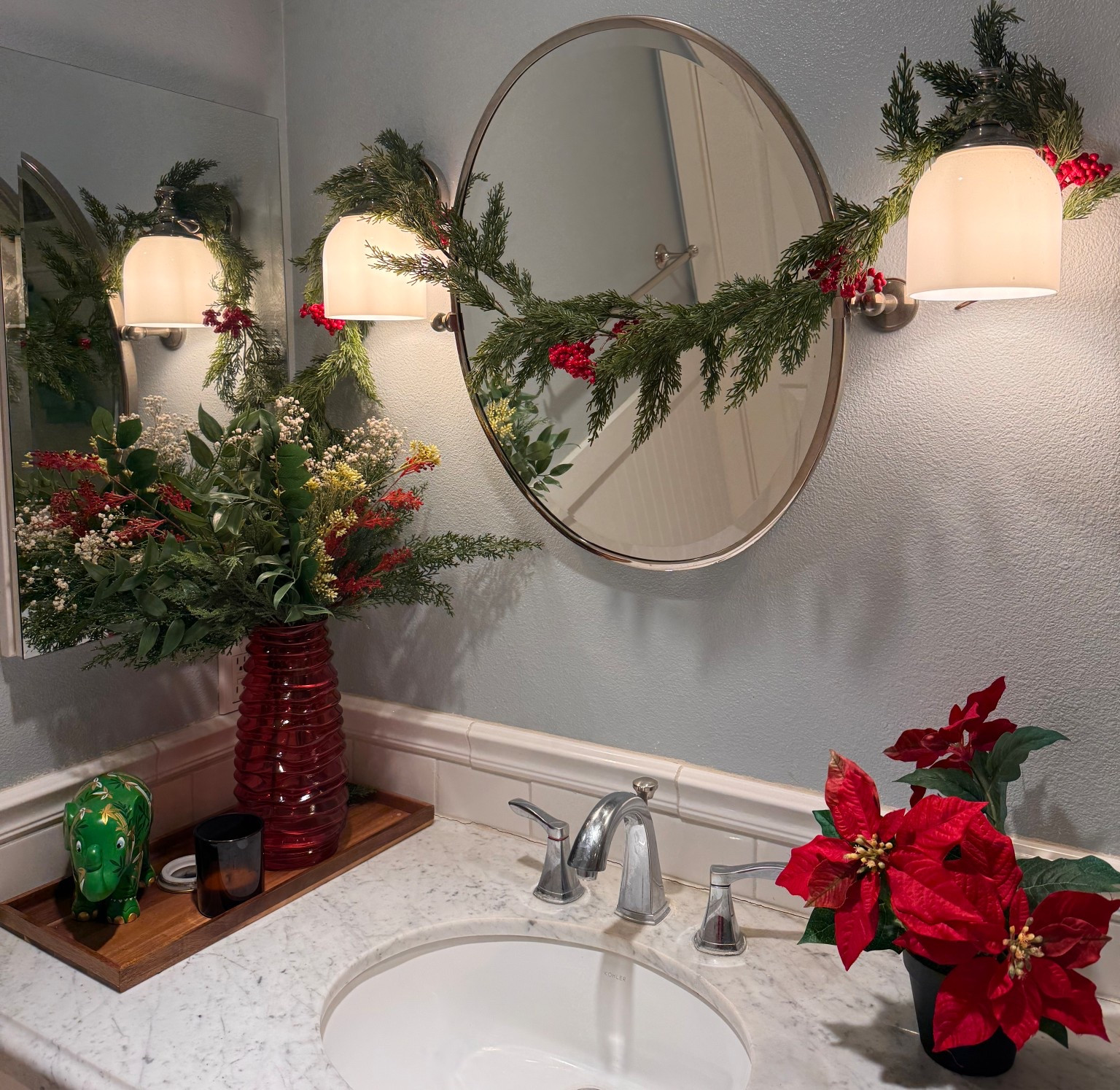 Transform your bathroom with these festive mirror garlands.
Perfect for adding a touch of holiday cheer to your space.
Check out these beautiful and easy-to-install options today! Holiday decor 

#LTKHoliday
