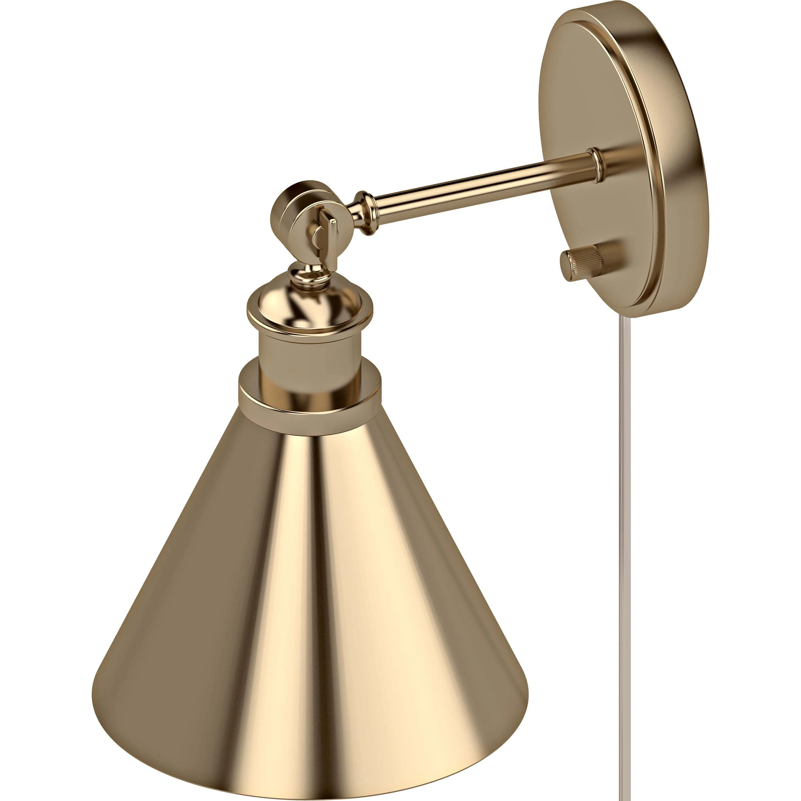 V4981 Ingresar Steel Plug-in Adjustable Antique Gold Armed Sconce with Rotary Style Switch | Wayfair North America