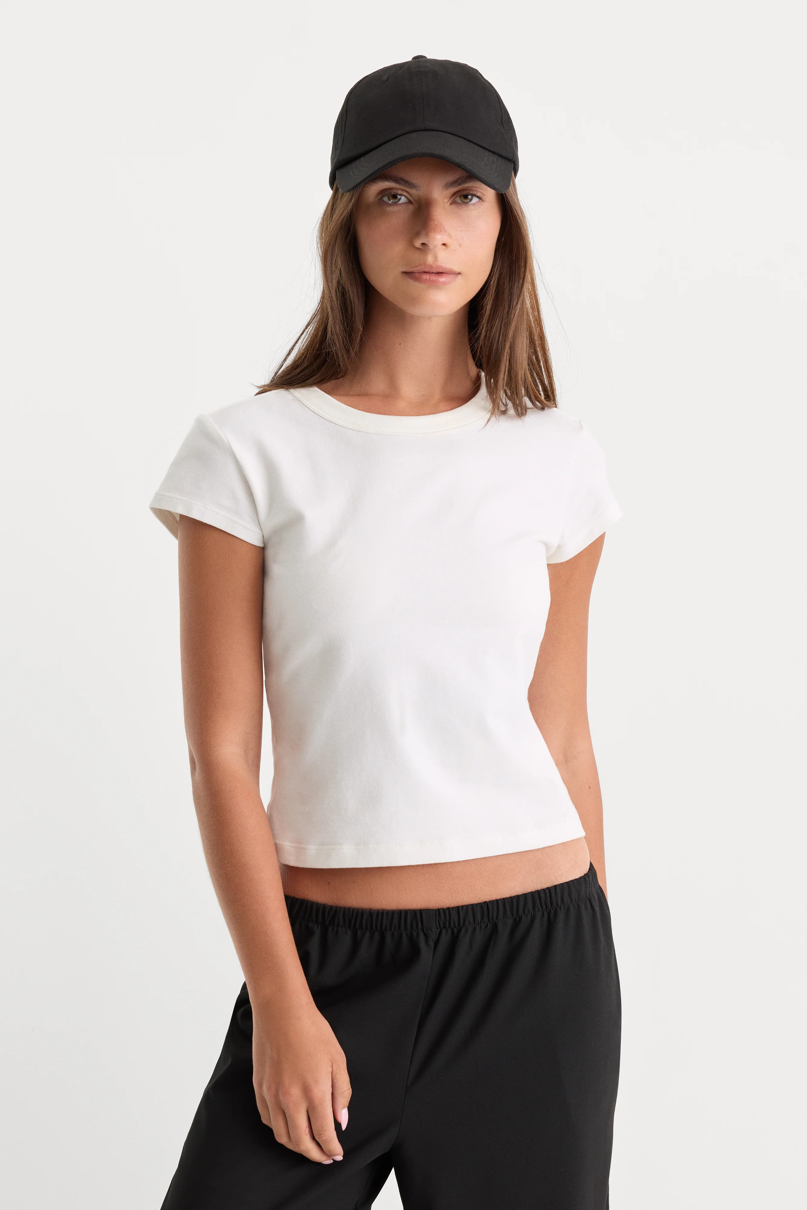 Women's The Cap Sleeve T-Shirt | White, Size XL | Good American by Khlo� Kardashian | Good American
