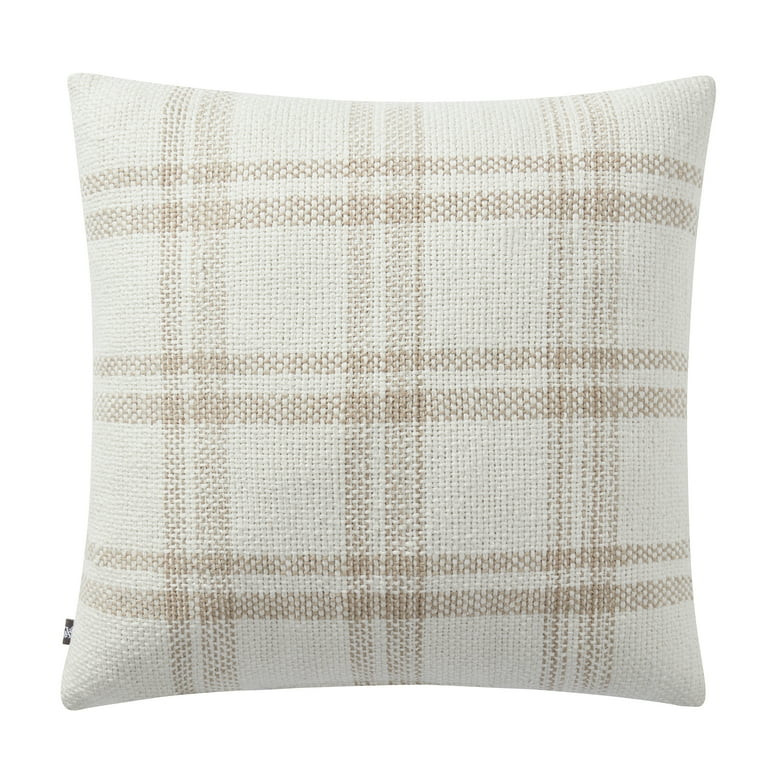 My Texas House 20" x 20" Emerson Reversible Tan Plaid Cotton Decorative Pillow | Walmart (US)