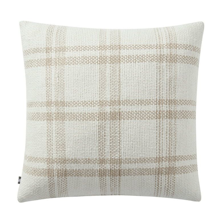 My Texas House 20" x 20" Emerson Reversible Tan Plaid Cotton Decorative Pillow | Walmart (US)