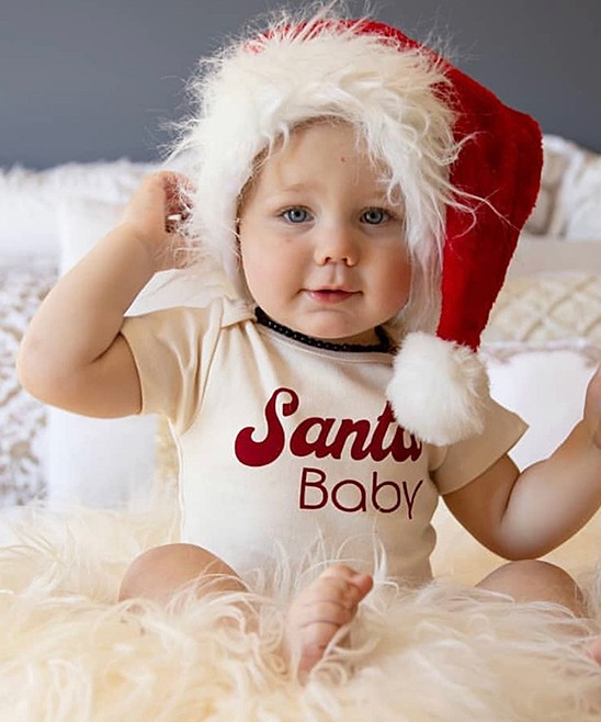 Tenth & Pine Infant Bodysuits neutral - White 'Santa Baby' Bodysuit - Newborn & Infant | Zulily
