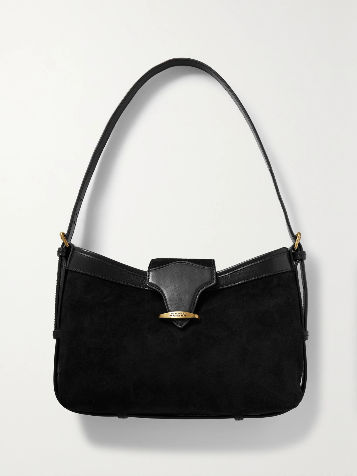 Isabel Marant - Botsy Leather-trimmed Suede Shoulder Bag - Black | NET-A-PORTER (US)