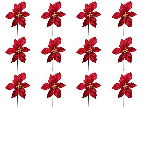 Factory Direct Craft 12 Burgundy Artificial Holiday Poinsettia Flower Picks | Amazon (US)