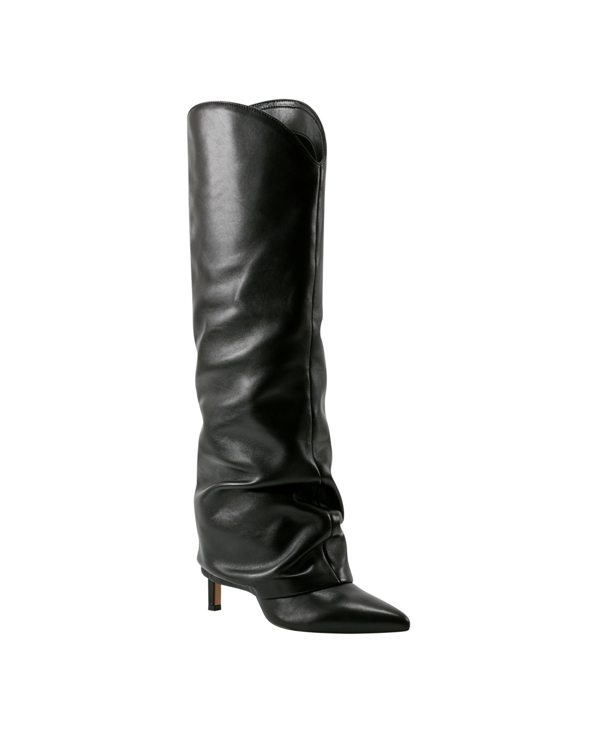 Marc Fisher Ltd Women's Nairine Slouchy Pointy Toe Knee High Dress Boots - Black Leather | Macy's