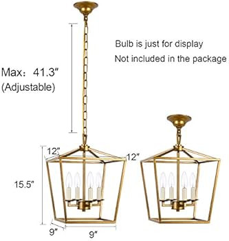 A1A9 4-Light Lantern Chandelier Ceiling Light Fixture, Farmhouse Pendant Light Industrial Vintage... | Amazon (US)