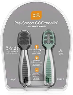 NumNum Pre-Spoon GOOtensils | Baby Spoon Set (Stage One + Stage Two) | BPA Free Silicone Self Fee... | Amazon (US)
