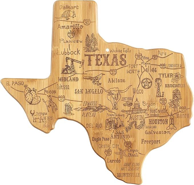 Totally Bamboo Destination Texas State Shaped Serving and Cutting Board, Includes Hang Tie for Wa... | Amazon (US)