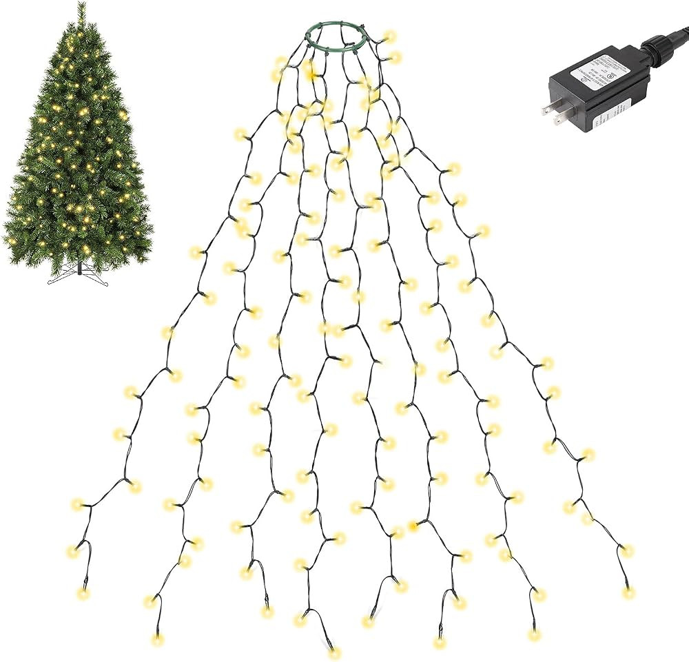 SALCAR Christmas Tree Lights, 6.6FT x 8 Strands Easy to Install Christmas Lights with 8 Modes Mem... | Amazon (US)