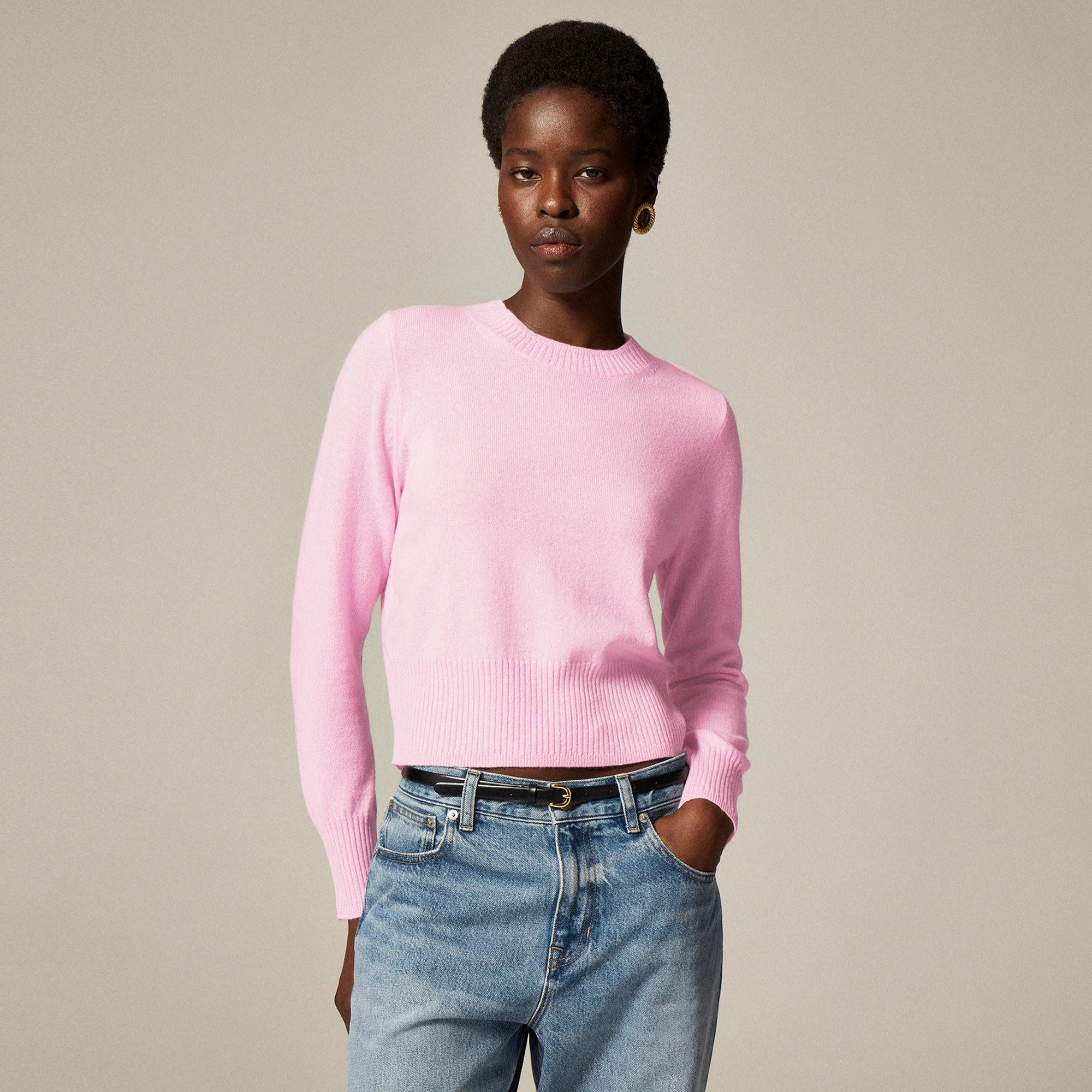 Cashmere shrunken crewneck sweater | J. Crew US
