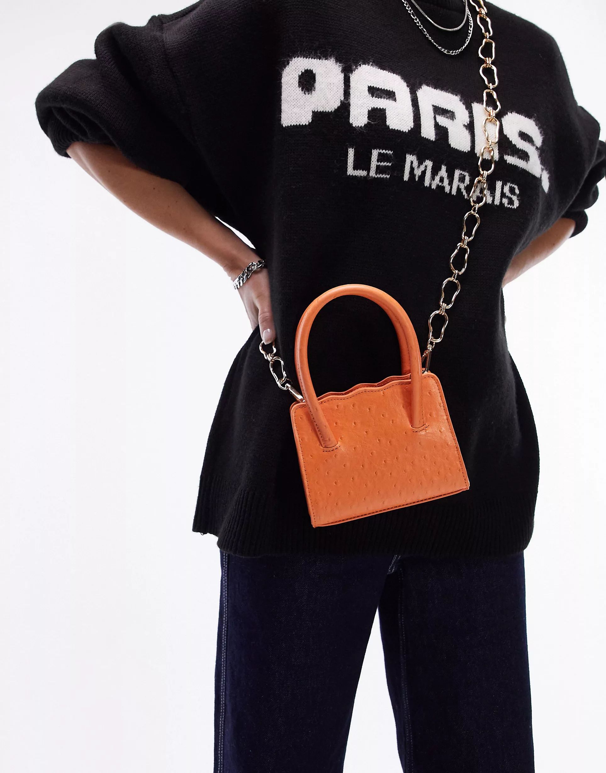 Topshop Camila mini chain detail crossbody bag in orange | ASOS (Global)
