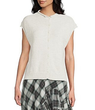Things Between Solid Button Front Sweater Vest - M | Dillard's