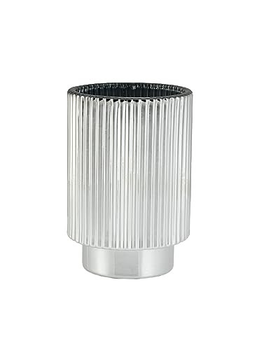 Serene Spaces Living Silver Ribbed Pedestal Glass Votive Holder, Table Centerpiece, Home, Office, Wedding, Birthday, Holiday & Special Events Decor, 3.5" Diameter & 5" Tall | Amazon (US)