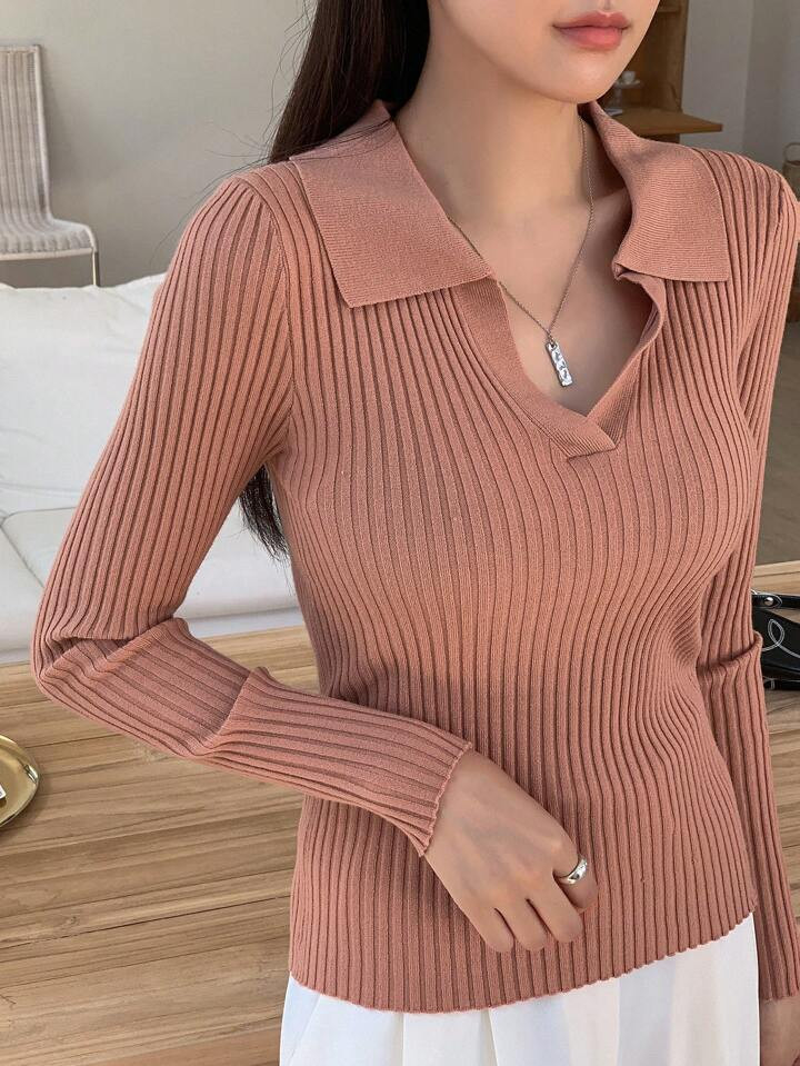 DAZY Solid Ribbed Knit Sweater | SHEIN