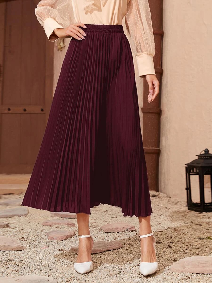 Solid Longline Pleated Skirt
   
      SKU: sw2108061512852216
          (1000+ Reviews)  
      ... | SHEIN