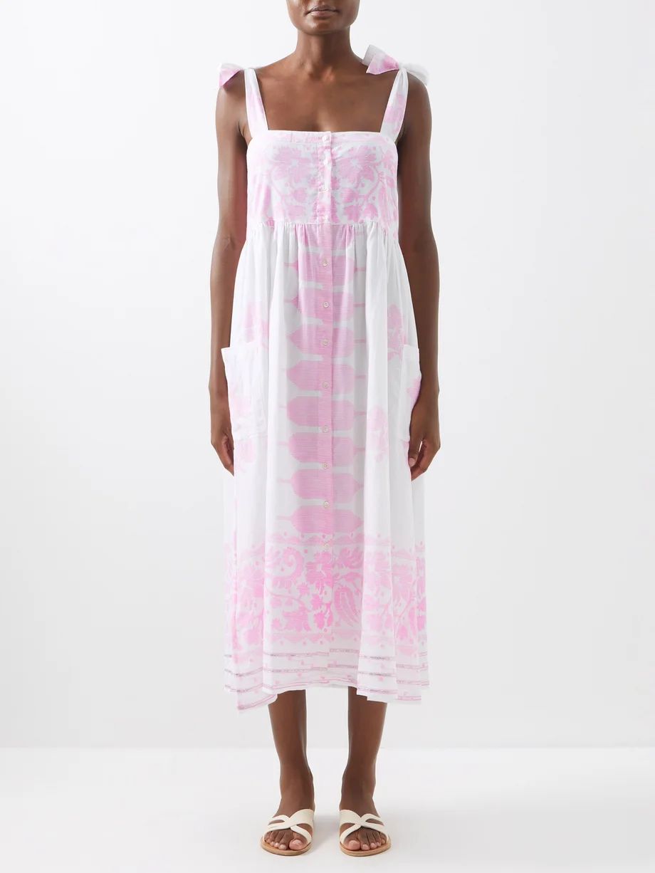 Tie-shoulder floral-print cotton dress | Matches (US)