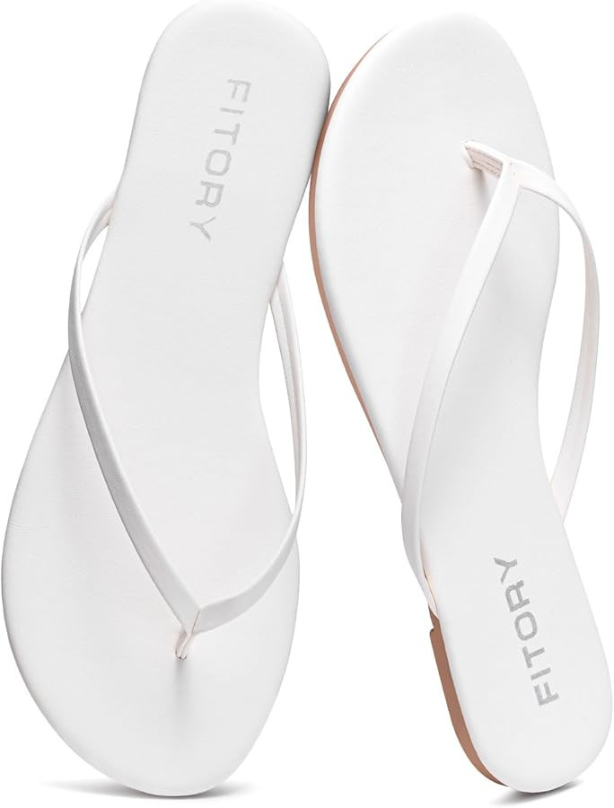 FITORY Women’s Flip Flops, Fashion Casual Thong Walking Slide with Vegan Leather, Comfortable S... | Amazon (US)