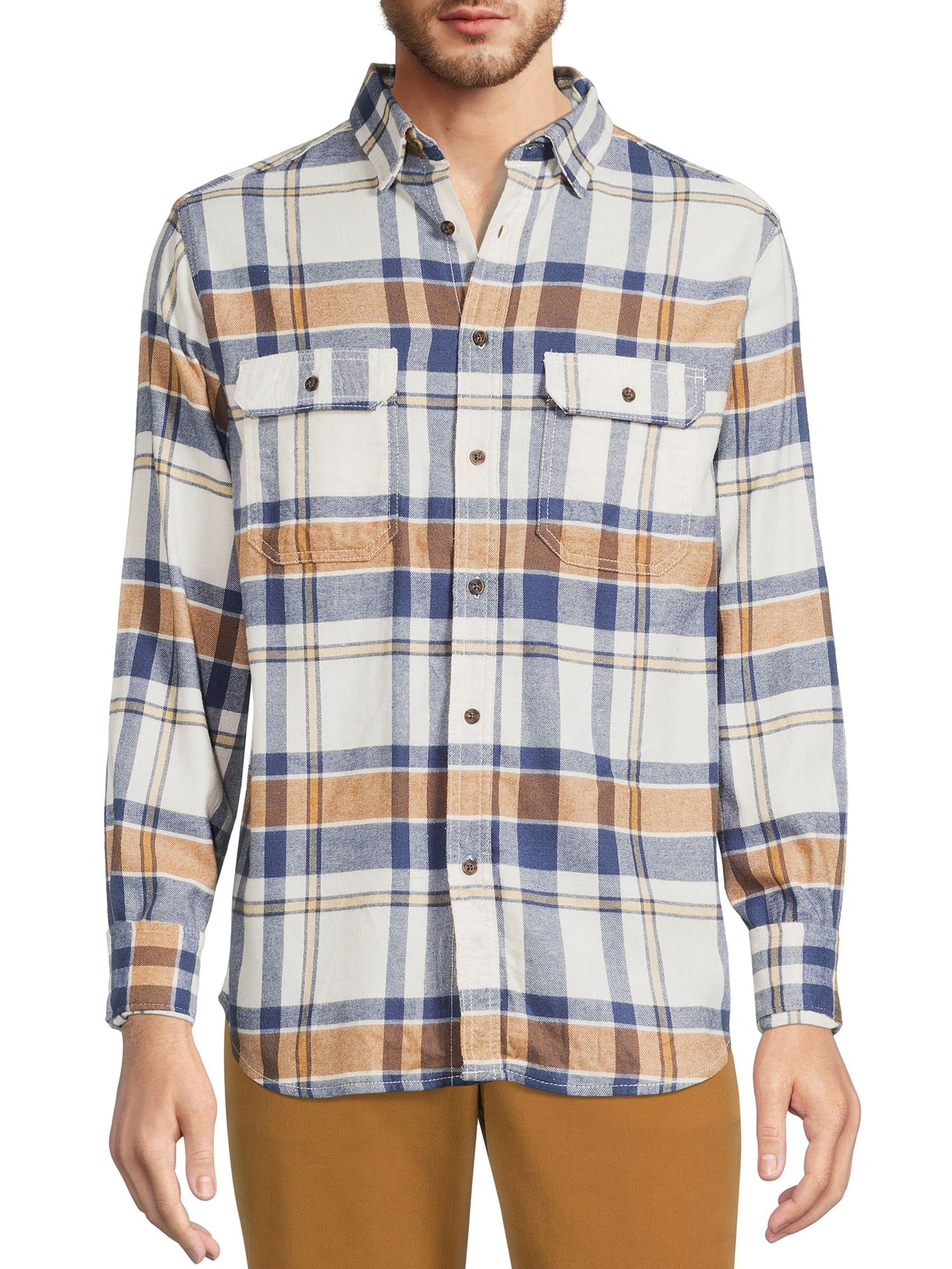 George Men's Long Sleeve Flannel Shirt - Walmart.com | Walmart (US)