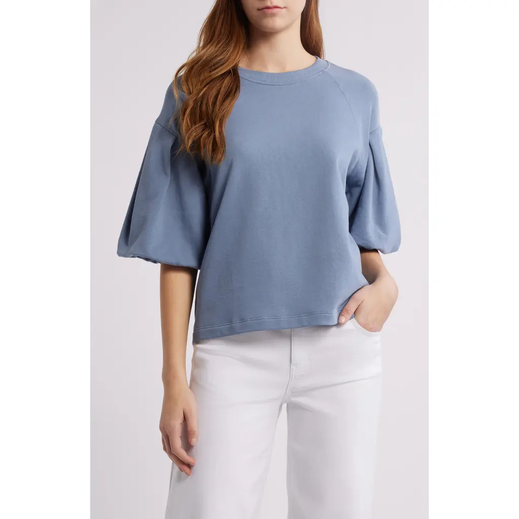 Madewell Puff Sleeve Sweatshirt T-Shirt in Teapot Blue at Nordstrom Rack, Size Large | Nordstrom Rack
