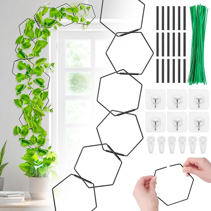 Chain Trellis for Climbing Plants Indoor & Outdoor, 18 Pcs Plant Trellis with Connect-Hooks, No-T... | Amazon (US)